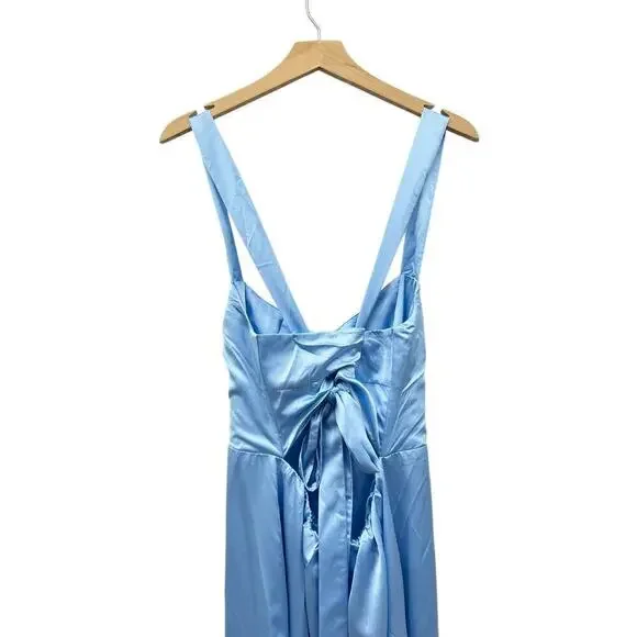 Show Me Your MuMu Blue Backless Wrap Midi Dress - Picture 6 of 7